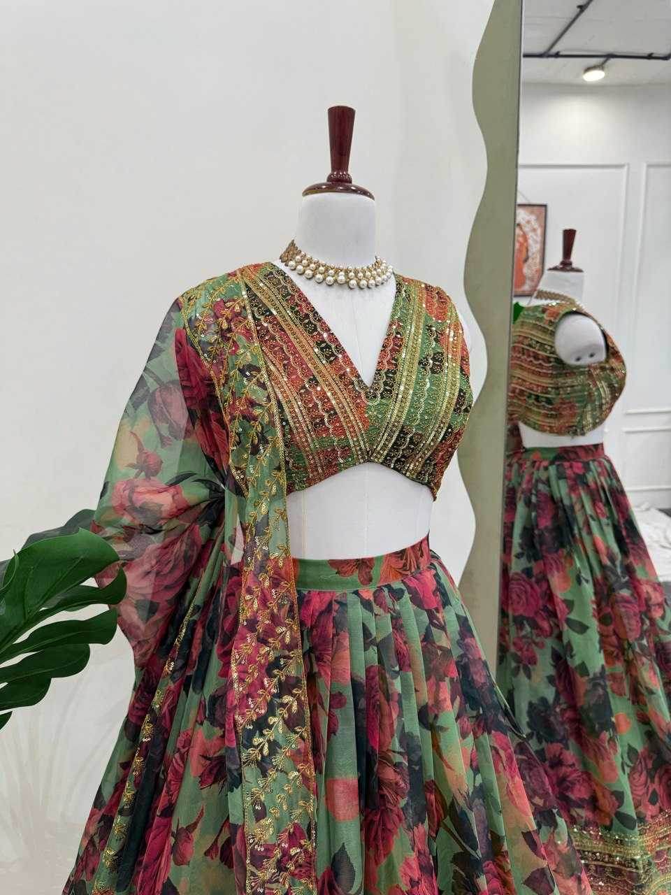 Organza Thread Work Lehenga - MYLUXURY LANE ENTERPRISE